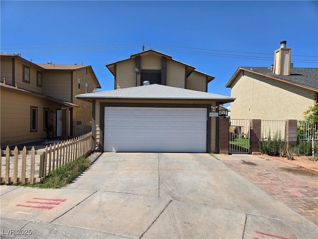 4612 Supreme Ct, Las Vegas, NV 89110 - view of front facade with concrete driveway, an attached garage, and a gate