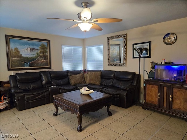 4612 Supreme Ct, Las Vegas, NV 89110 - living area featuring light tile patterned flooring and ceiling fan