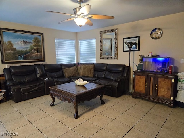 4612 Supreme Ct, Las Vegas, NV 89110 - living room featuring light tile patterned floors and ceiling fan