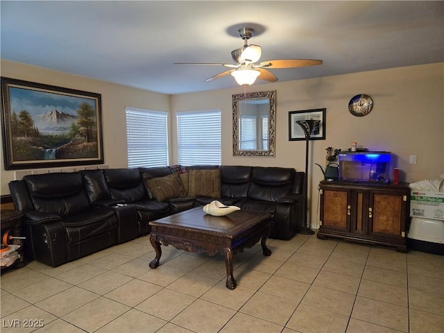 4612 Supreme Ct, Las Vegas, NV 89110 - living room featuring light tile patterned floors and ceiling fan