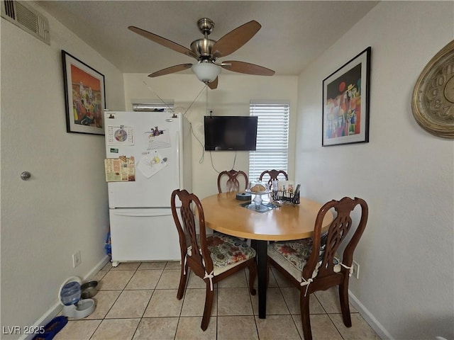 4612 Supreme Ct, Las Vegas, NV 89110 - dining room featuring ceiling fan, light tile patterned flooring, and baseboards
