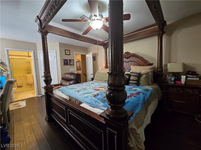4612 Supreme Ct, Las Vegas, NV 89110 - bedroom with dark wood finished floors and a ceiling fan