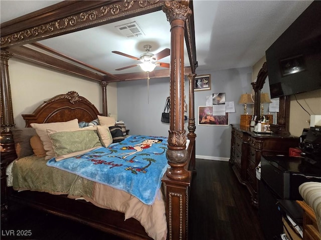4612 Supreme Ct, Las Vegas, NV 89110 - bedroom featuring dark wood-style flooring, baseboards, and ceiling fan
