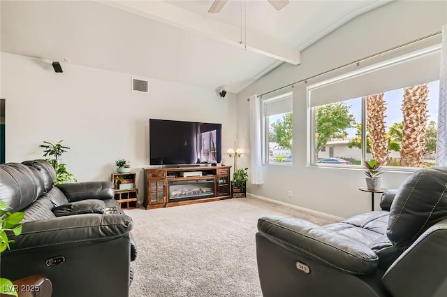 5217 Champions Ave, Las Vegas, NV 89142 - carpeted living room featuring a ceiling fan and baseboards