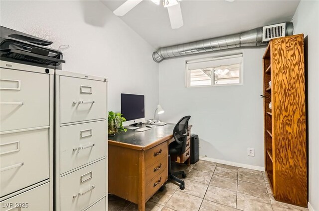 5217 Champions Ave, Las Vegas, NV 89142 - office with light tile patterned floors, a ceiling fan, and baseboards