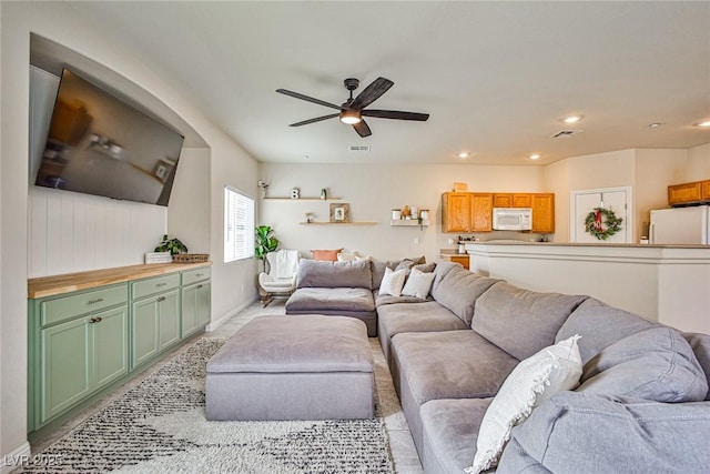 4833 Straight Flush Dr Unit 103, Las Vegas, NV 89122 - living area featuring a ceiling fan, recessed lighting, and baseboards