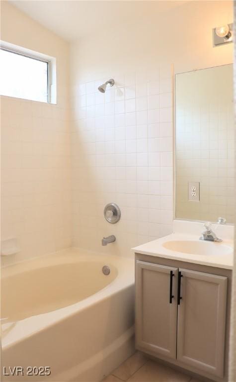 5112 Foggia Ave, Las Vegas, NV 89130 - bathroom featuring vanity, bathing tub / shower combination, and tile patterned floors