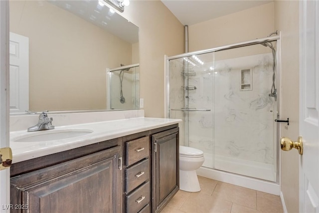 8745 Dodds Canyon St, Las Vegas, NV 89131 - full bath with vanity, tile patterned floors, and a marble finish shower