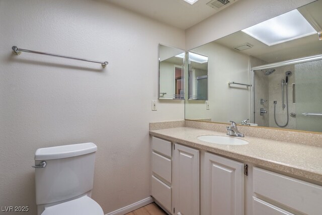 5713 Whiteridge Ave, Las Vegas, NV 89107 - full bath with vanity, a shower with door, and toilet