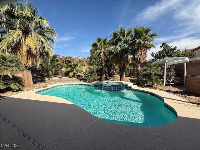 2267 Muir Ct, Henderson, NV 89052 - view of pool with a patio area, a pergola, and a pool with connected hot tub