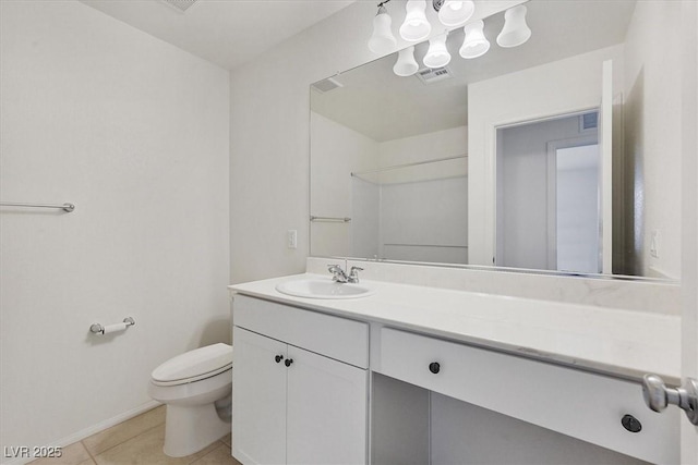 8755 Spanish Ridge Ave, Las Vegas, NV 89148 - full bath featuring toilet, vanity, tile patterned floors, baseboards, and a shower