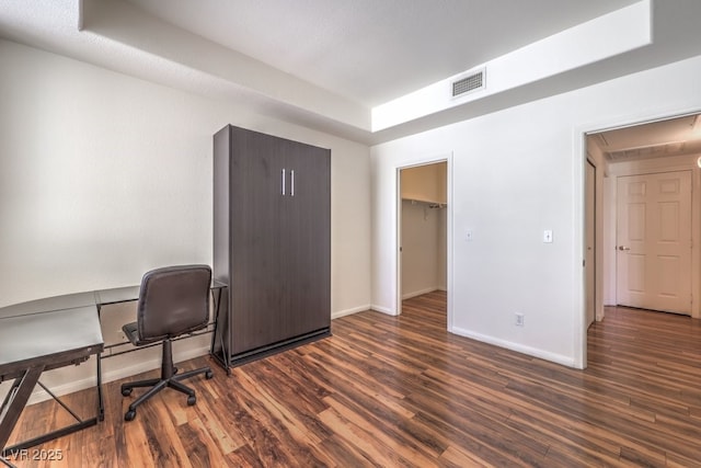 4960 Harrison Dr Unit 214, Las Vegas, NV 89120 - office with dark wood-style floors, baseboards, and attic access
