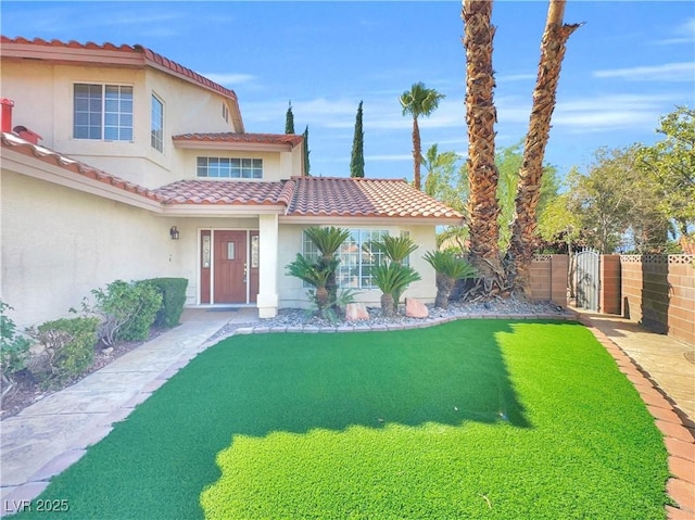 8632 Skyward Ct, Las Vegas, NV 89145 - view of front of home featuring stucco siding, a gate, and a tiled roof