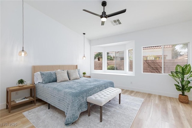 4176 Demoline Cir, Las Vegas, NV 89141 - bedroom featuring light wood-style flooring and ceiling fan