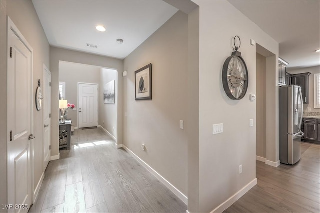 2711 Evolutionary Ln, Las Vegas, NV 89138 - hallway with light wood-type flooring, baseboards, and recessed lighting