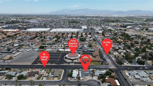 4404 Hillcrest Ave, Las Vegas, NV 89102 - aerial view of property's location with a mountainous background