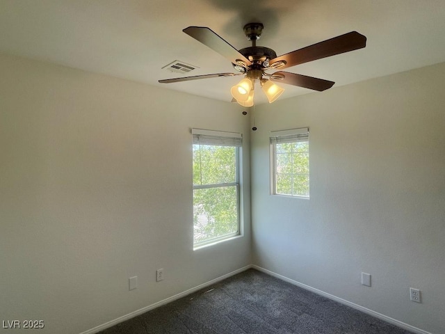 740 White Grotto St, Las Vegas, NV 89138 - spare room with baseboards, dark colored carpet, and a ceiling fan