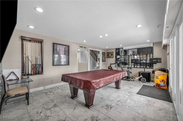 601 Cragin Park Dr, Las Vegas, NV 89107 - game room featuring recessed lighting, billiards, and baseboards