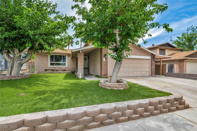 601 Cragin Park Dr, Las Vegas, NV 89107 - view of front of home with a garage, driveway, a front yard, and brick siding