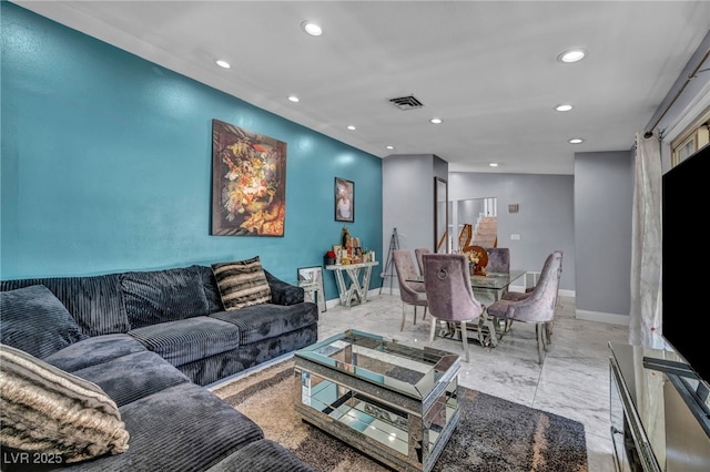 601 Cragin Park Dr, Las Vegas, NV 89107 - living area featuring recessed lighting, marble finish floors, and baseboards