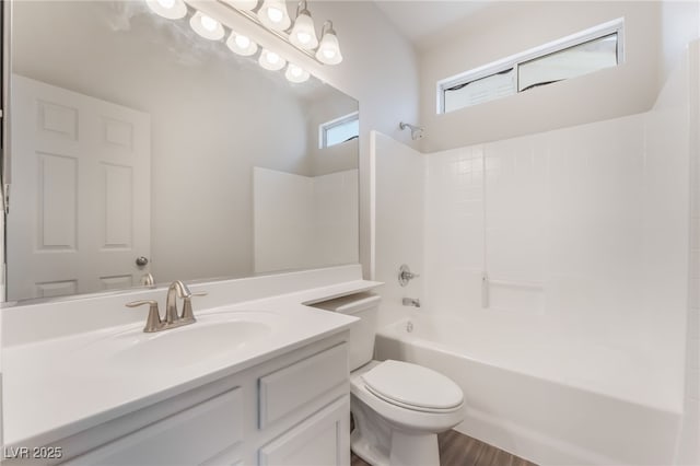 6140 Passionate Ct, North Las Vegas, NV 89031 - bathroom featuring toilet, shower / washtub combination, and vanity