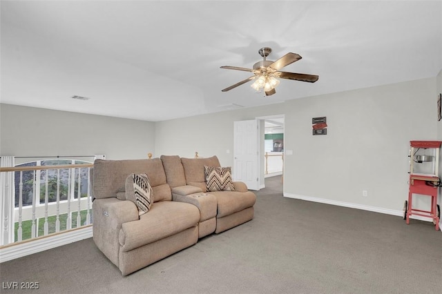 4326 Spooner Lake Cir, Las Vegas, NV 89147 - carpeted living area featuring ceiling fan and baseboards