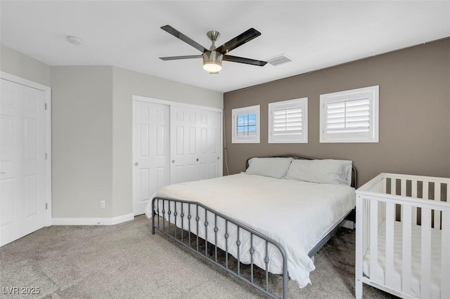 4326 Spooner Lake Cir, Las Vegas, NV 89147 - bedroom featuring carpet floors, a closet, baseboards, and ceiling fan