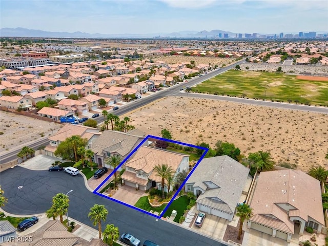 4326 Spooner Lake Cir, Las Vegas, NV 89147 - aerial perspective of suburban area featuring mountains and property parcel outlined