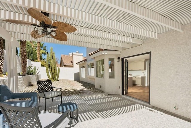 7825 Desert Bell Ave, Las Vegas, NV 89128 - view of patio / terrace featuring a pergola and ceiling fan
