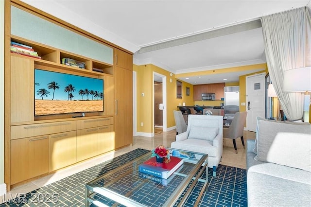 2000 N Fashion Show Dr Unit 5326, Las Vegas, NV 89109 - living room featuring ornamental molding and baseboards