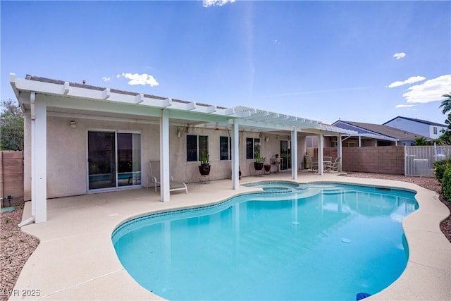967 Cardelina Ln, Henderson, NV 89052 - view of pool with a patio area, a pergola, and a pool with connected hot tub
