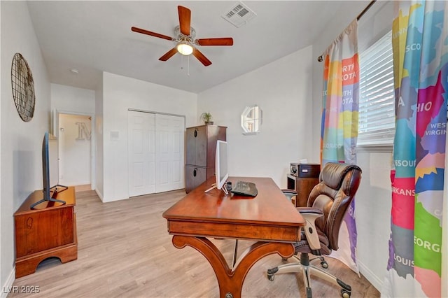 5725 N Durango Dr, Las Vegas, NV 89149 - office area with a ceiling fan and wood finished floors