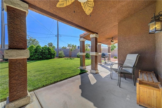 5725 N Durango Dr, Las Vegas, NV 89149 - view of patio with a ceiling fan and area for grilling