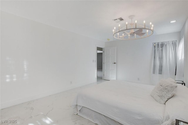 3013 Plaza De Rosa, Las Vegas, NV 89102 - bedroom with a chandelier and marble look tile flooring