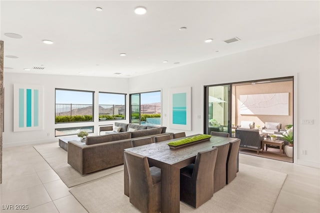 826 Bolide St, Las Vegas, NV 89138 - living room featuring light tile patterned flooring, baseboards, and recessed lighting