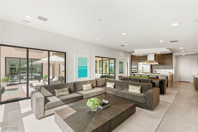 826 Bolide St, Las Vegas, NV 89138 - living area featuring light tile patterned floors and recessed lighting