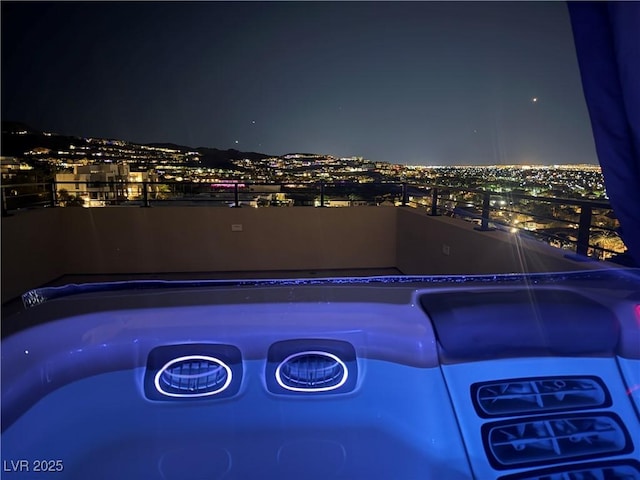 358 Solitude Peak Ln, Henderson, NV 89012 - pool at twilight with a view of city lights