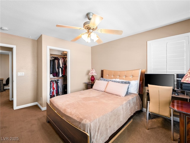 10612 Gum Tree Ct, Las Vegas, NV 89144 - carpeted bedroom with baseboards, a closet, and a ceiling fan