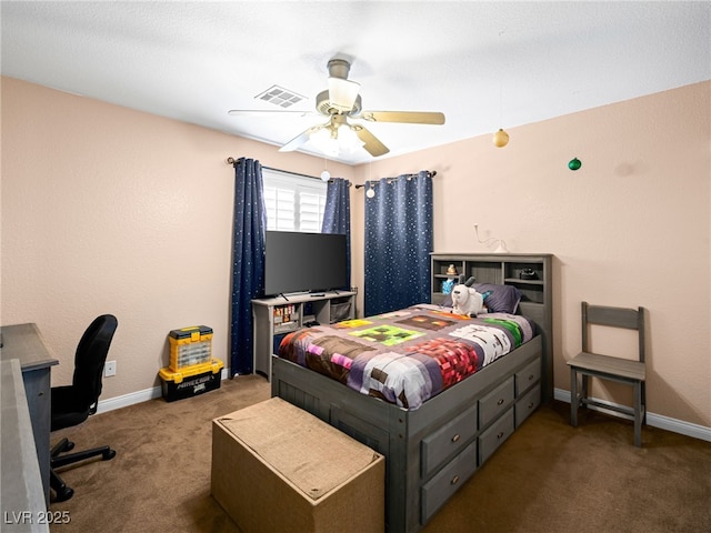 10612 Gum Tree Ct, Las Vegas, NV 89144 - bedroom with carpet flooring, baseboards, a ceiling fan, and a desk