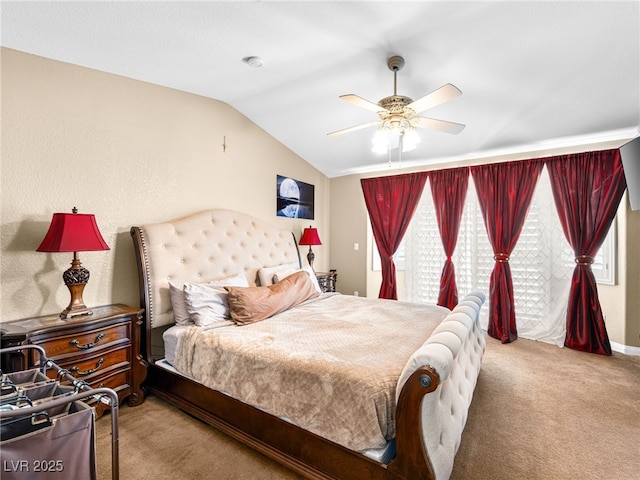 10612 Gum Tree Ct, Las Vegas, NV 89144 - carpeted bedroom with lofted ceiling and a ceiling fan