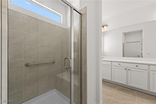1398 Pin Cushion Rdg, Mesquite, NV 89034 - full bath with vanity, a shower stall, and tile patterned floors