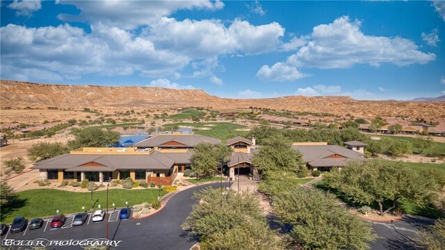 1398 Pin Cushion Rdg, Mesquite, NV 89034 - aerial view of property and surrounding area featuring mountains