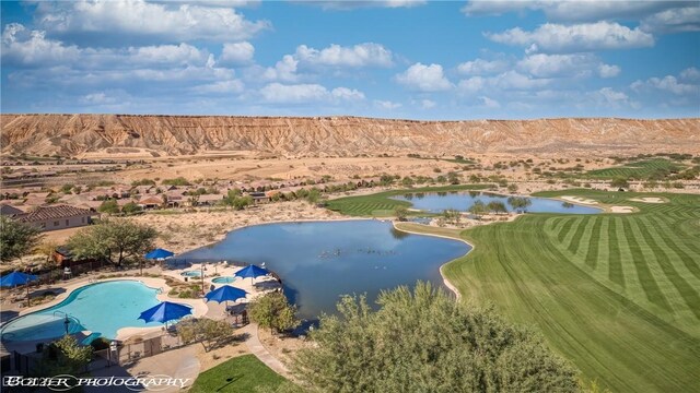 1398 Pin Cushion Rdg, Mesquite, NV 89034 - aerial view of a water and mountain view and a golf course