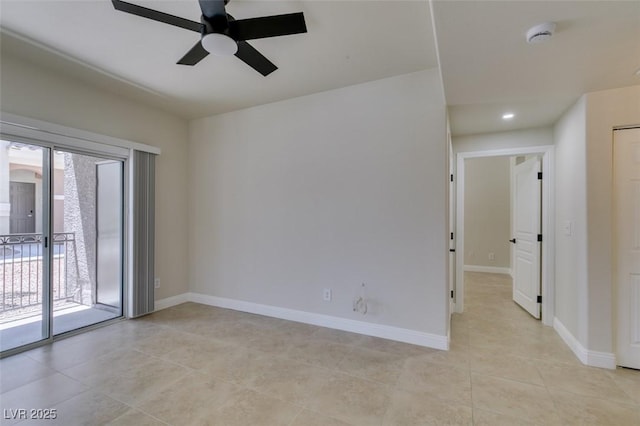 9050 W Warm Springs Rd Unit 1117, Las Vegas, NV 89148 - unfurnished room featuring light tile patterned floors, a ceiling fan, plenty of natural light, baseboards, and recessed lighting