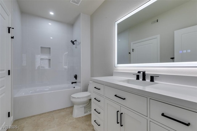 9050 W Warm Springs Rd Unit 1117, Las Vegas, NV 89148 - full bathroom with vanity, toilet, bathtub / shower combination, and recessed lighting