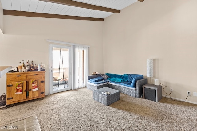 2643 Red Rock St Unit 201, Las Vegas, NV 89146 - living room featuring carpet flooring and wooden ceiling