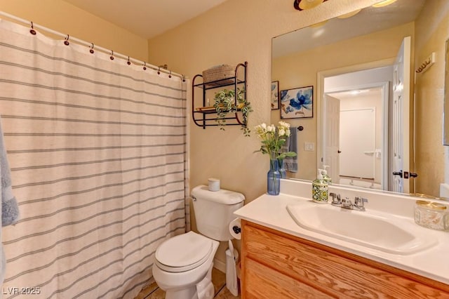 3823 Aspen Creek Ave, North Las Vegas, NV 89031 - bathroom featuring toilet, vanity, and a shower with curtain