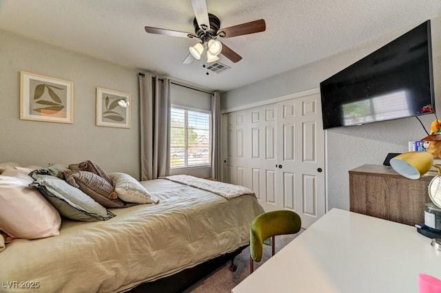 3823 Aspen Creek Ave, North Las Vegas, NV 89031 - bedroom with a closet and a ceiling fan