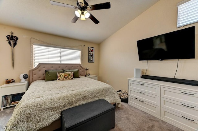3823 Aspen Creek Ave, North Las Vegas, NV 89031 - carpeted bedroom featuring lofted ceiling and a ceiling fan