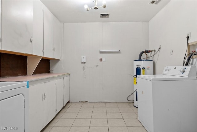 5101 Churchill Ave, Las Vegas, NV 89107 - washroom with cabinet space, electric water heater, hookup for a washing machine, and light tile patterned flooring